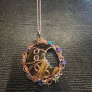 Tiger’s Eye Half Moon Rose Gold Necklace